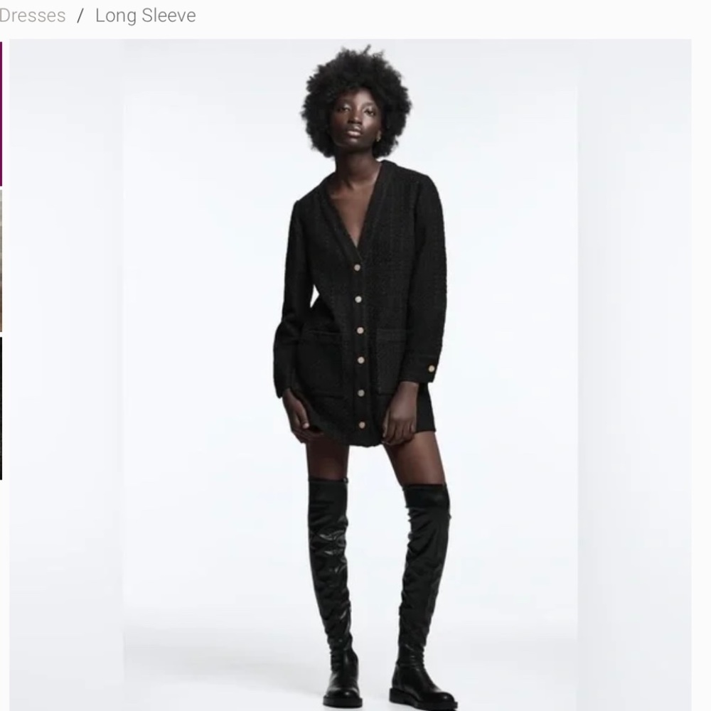 Zara Textured Tweed Cardigan Jacket